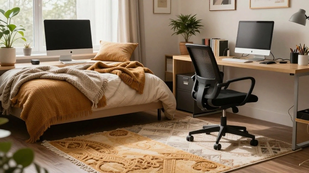 How to Layer Textures for a Cozy Office With Rugs and Throws